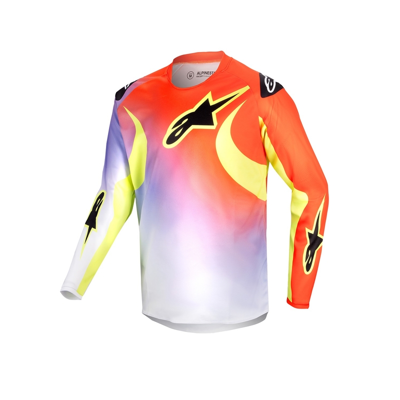 Maillot motocross niño Alpinestars Racer Lucent 2024 blanco-negro-amarillo fluo