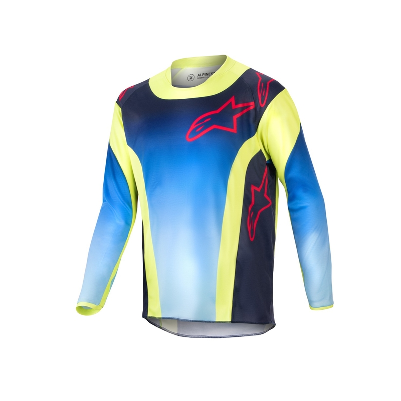 Maillot motocross niño Alpinestars Racer Hoen 2024 fluo amarillo-azul-rojo