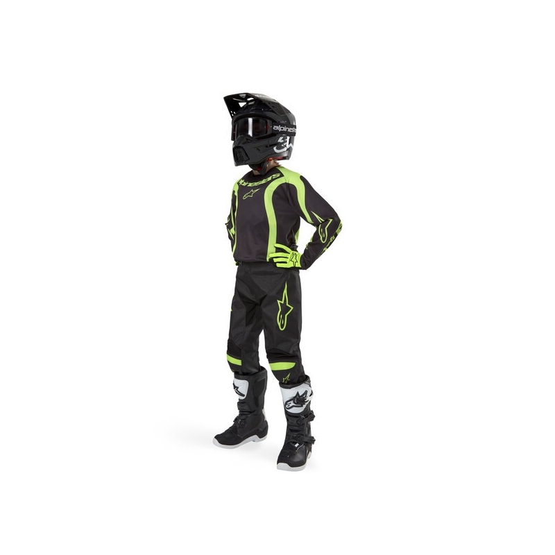 Pantalón Motocross Alpinestars Racer Lurv 2024 Niño Negro y Amarillo Fluo