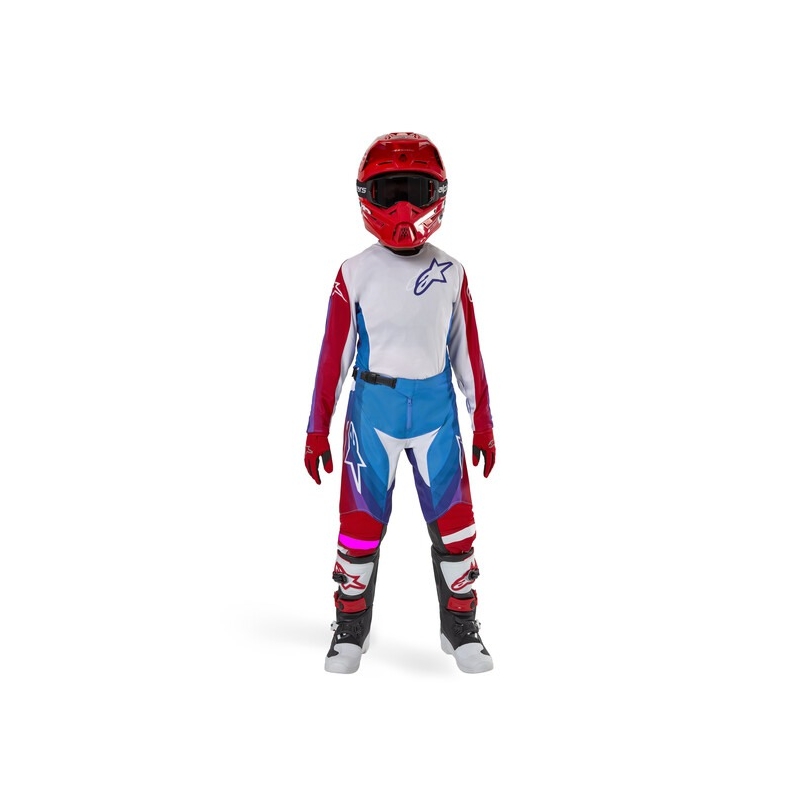 Pantalón Alpinestars Racer Pneuma 2024 Motocross Niño Blanco-Azul-Rojo