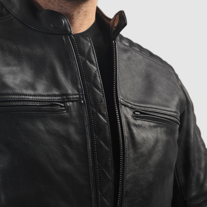 Chaqueta de cuero para moto Rebelhorn Hunter II negra