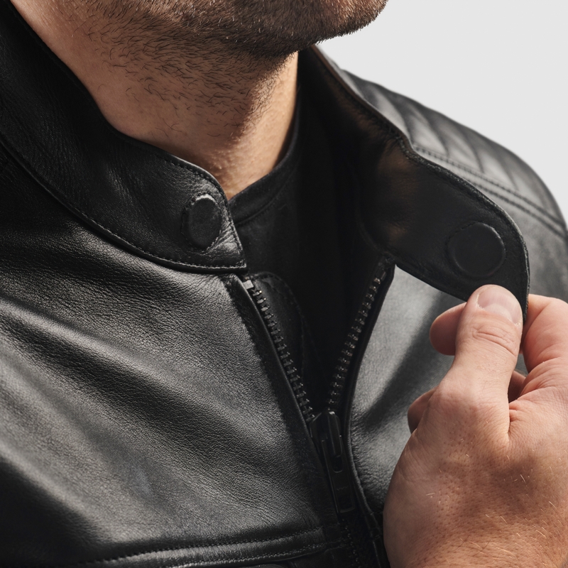 Chaqueta de cuero para moto Rebelhorn Hunter II negra