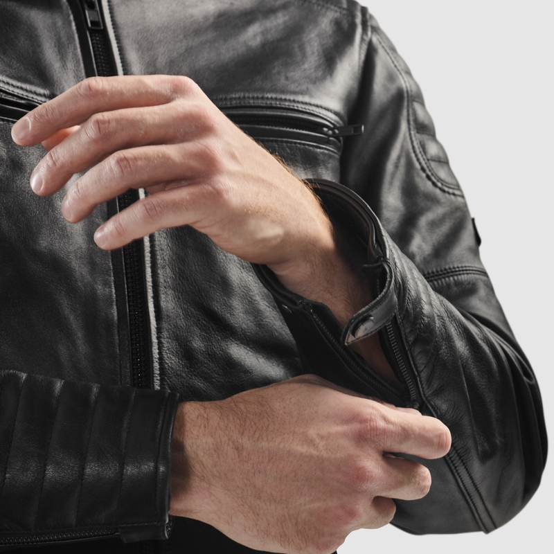 Chaqueta de cuero para moto Rebelhorn Hunter II negra