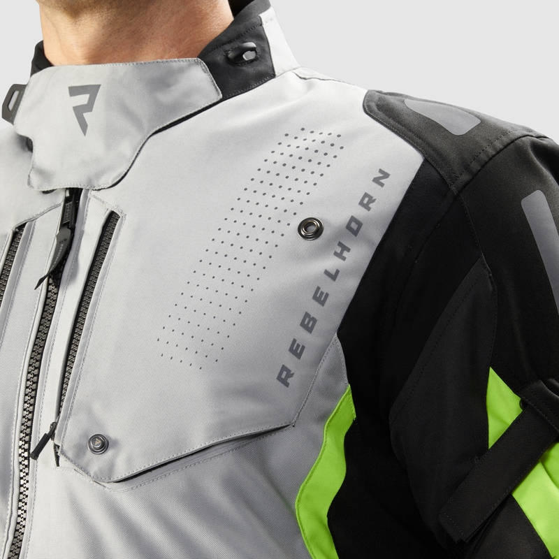 Chaqueta de moto Rebelhorn Hiker IV negra-gris-amarilla fluo
