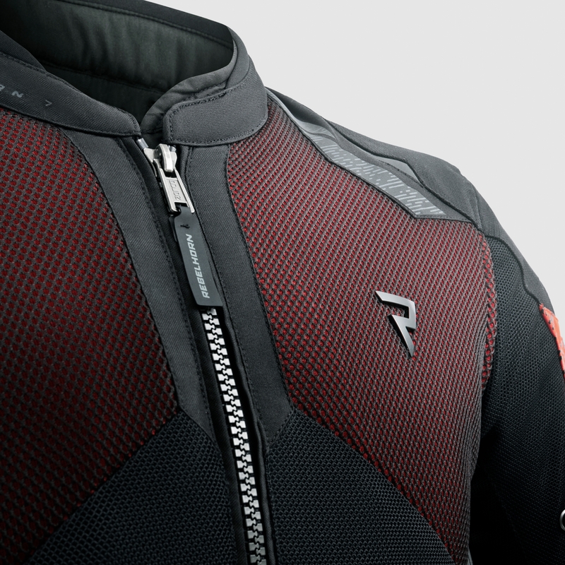 Chaqueta de moto negra y roja Rebelhorn Jax