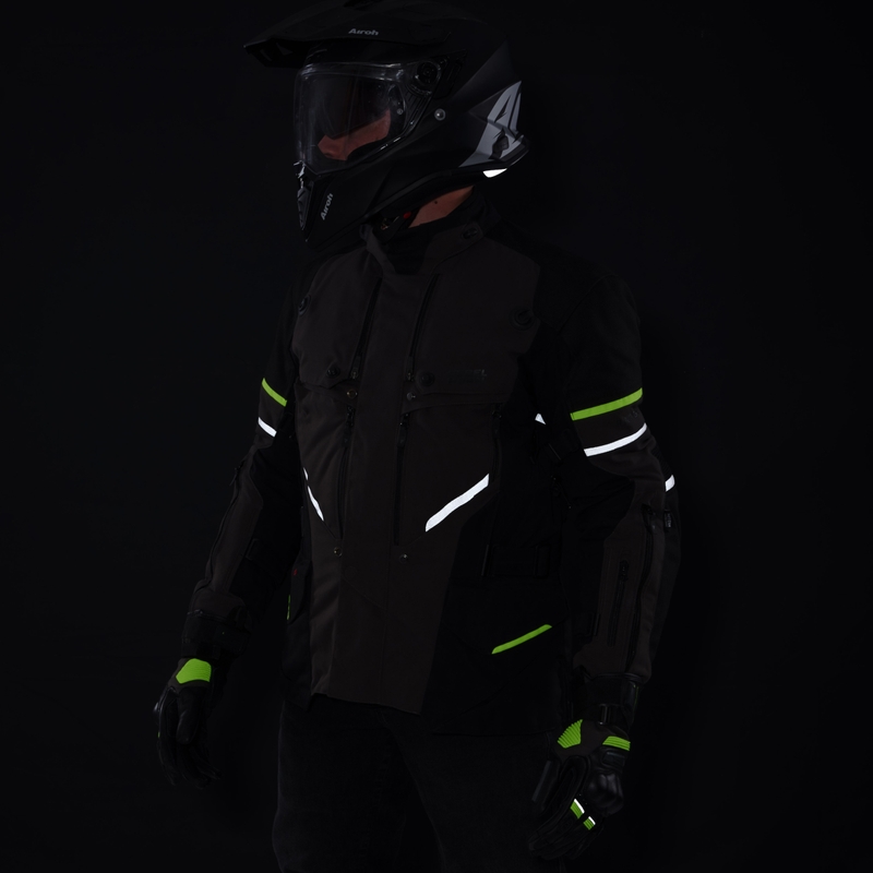 Chaqueta de moto Rebelhorn Range antracita-negro-amarillo fluo