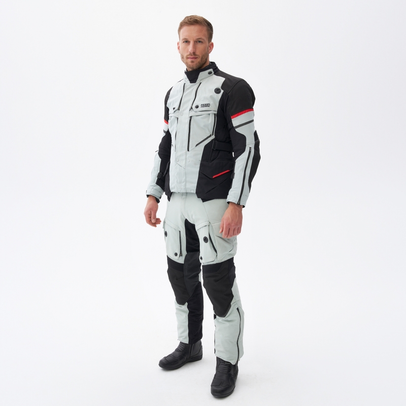 Pantalones de moto Rebelhorn Range gris-negro-rojo