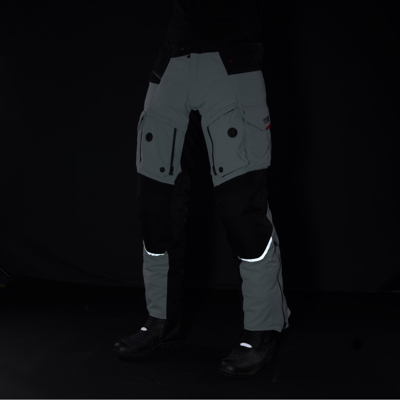 Pantalones de moto Rebelhorn Range gris-negro-rojo