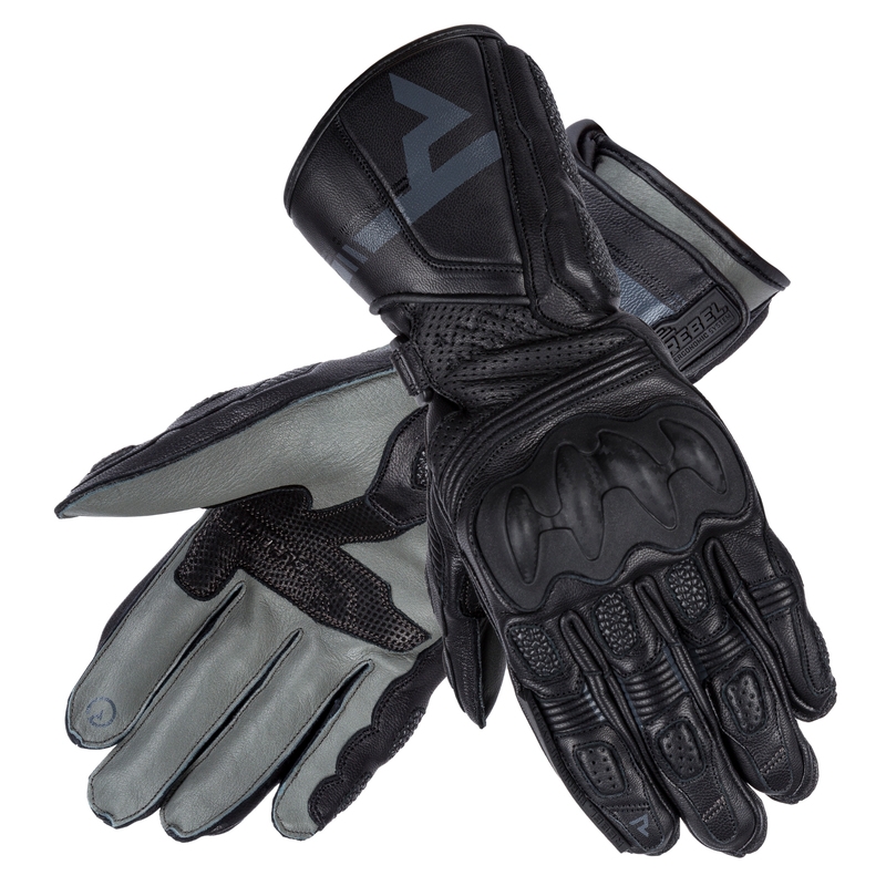 Guantes de moto negros largos Rebelhorn ST para mujer liquidación
