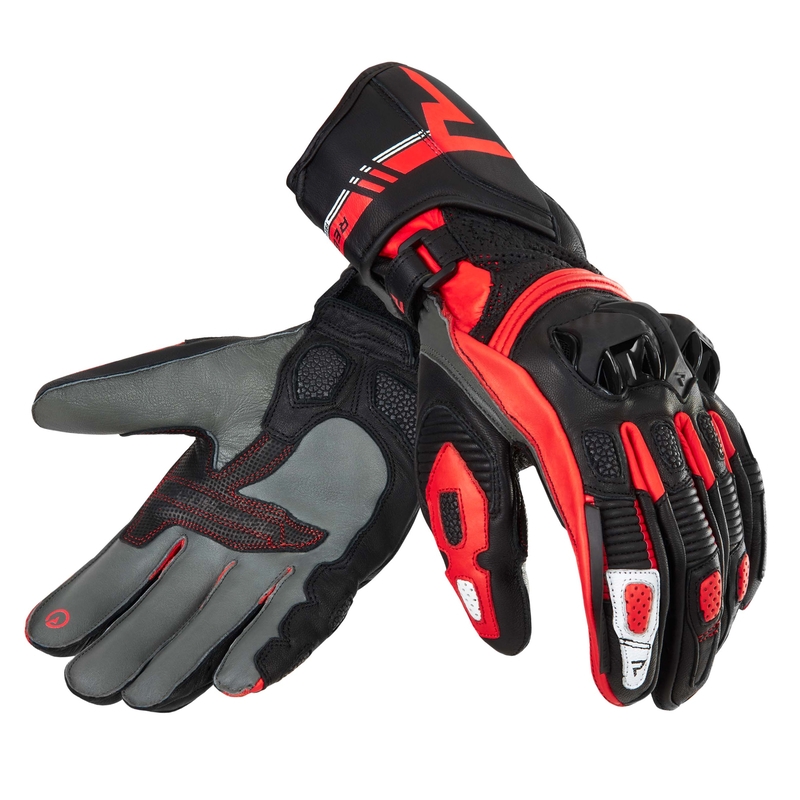 Guantes de moto Rebelhorn ST Long negro-gris-rojo fluo liquidación