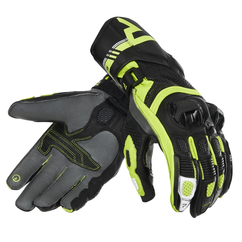 Guantes de moto Rebelhorn ST Long negro-gris-amarillo fluo liquidación