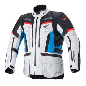 Chaqueta de moto Alpinestars Bogota PRO Drystar Honda colección 2024 gris claro-rojo fluo-azul-negro