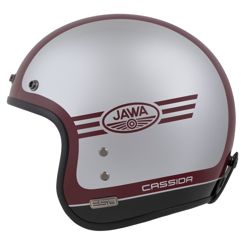 Casco abierto Cassida Eso Jawa Panel Rojo-Plata-Negro