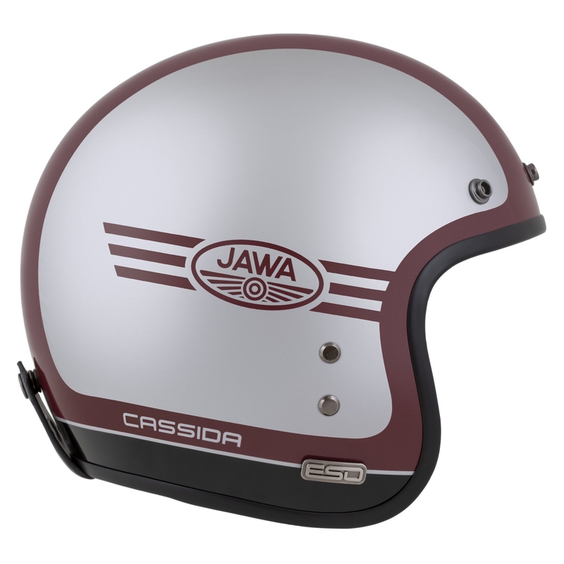 Casco abierto Cassida Eso Jawa Panel Rojo-Plata-Negro