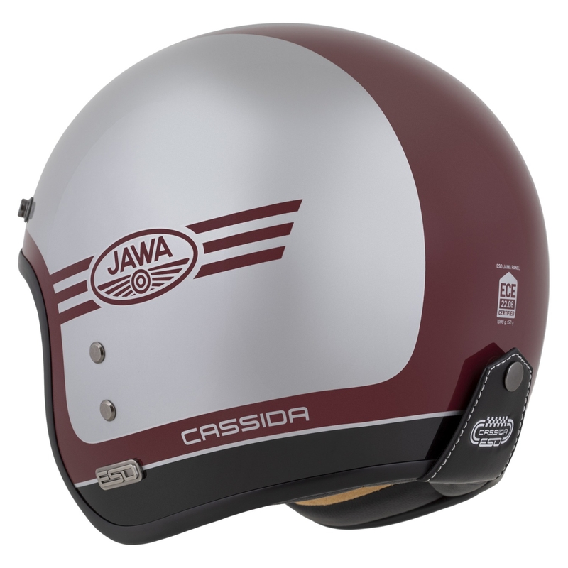 Casco abierto Cassida Eso Jawa Panel Rojo-Plata-Negro