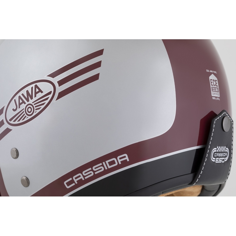 Casco abierto Cassida Eso Jawa Panel Rojo-Plata-Negro