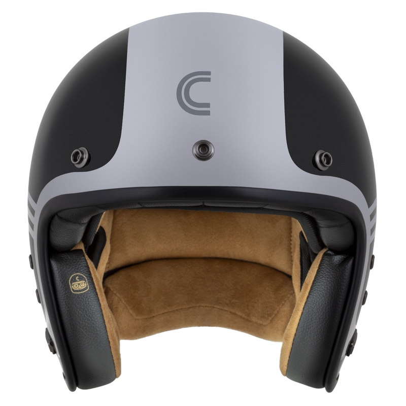 Casco abierto Cassida Eso Jawa Panel, color negro perla-antracita-plata