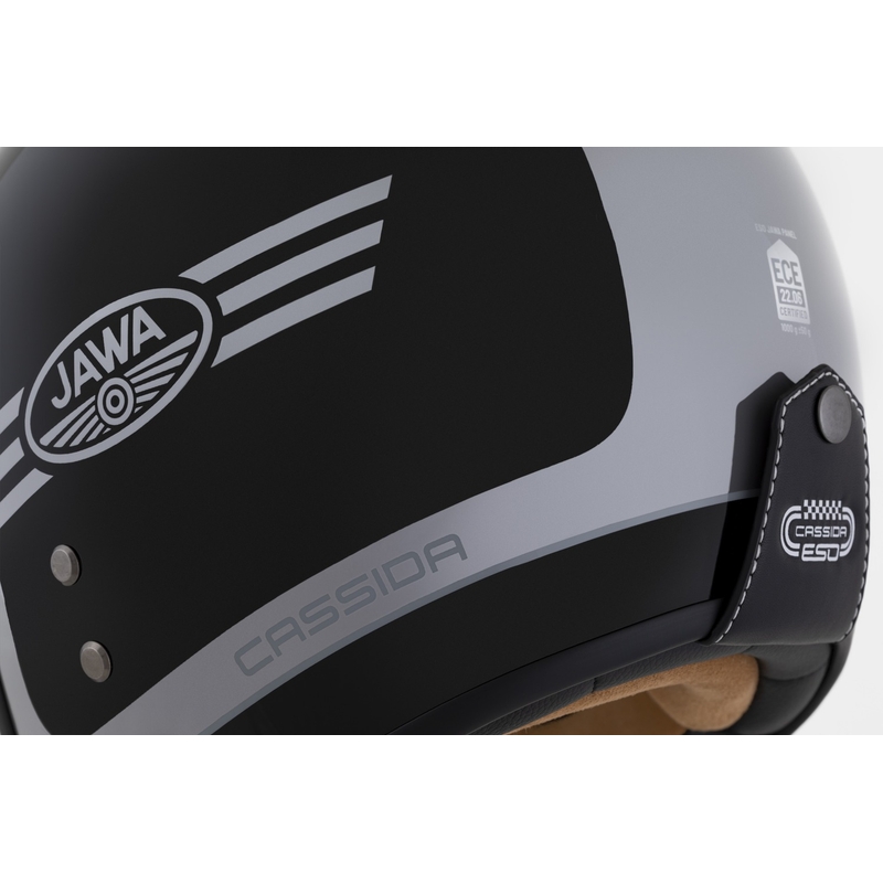 Casco abierto Cassida Eso Jawa Panel, color negro perla-antracita-plata