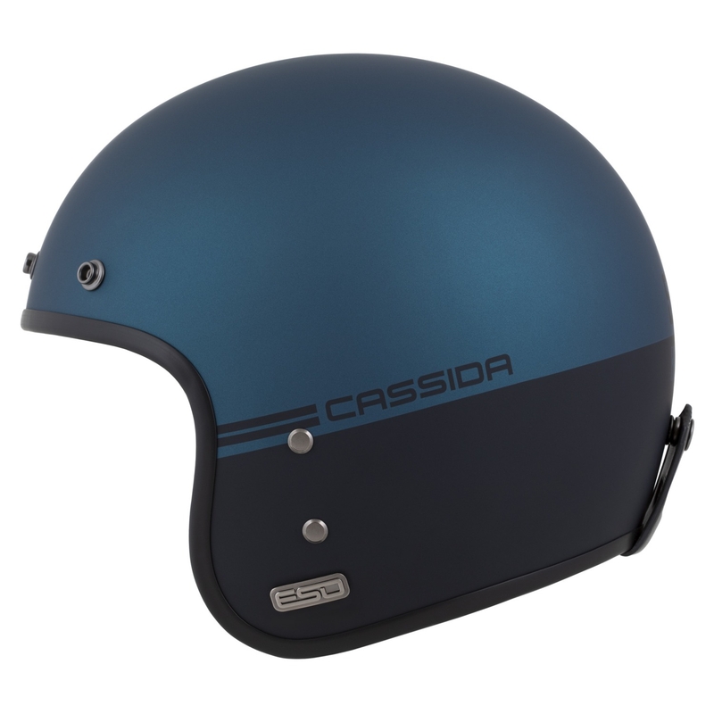 Casco abierto Cassida Eso Super Hooligan negro mate-azul metalizado