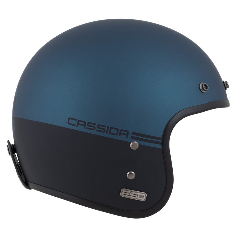 Casco abierto Cassida Eso Super Hooligan negro mate-azul metalizado