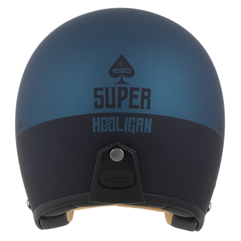 Casco abierto Cassida Eso Super Hooligan negro mate-azul metalizado