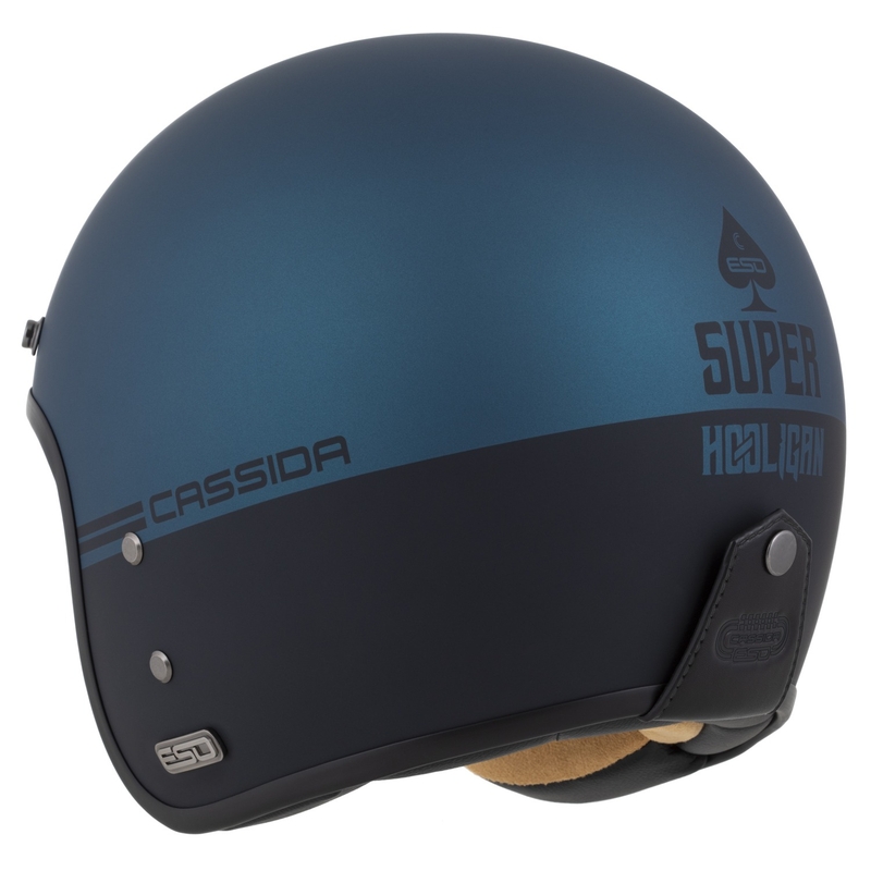 Casco abierto Cassida Eso Super Hooligan negro mate-azul metalizado