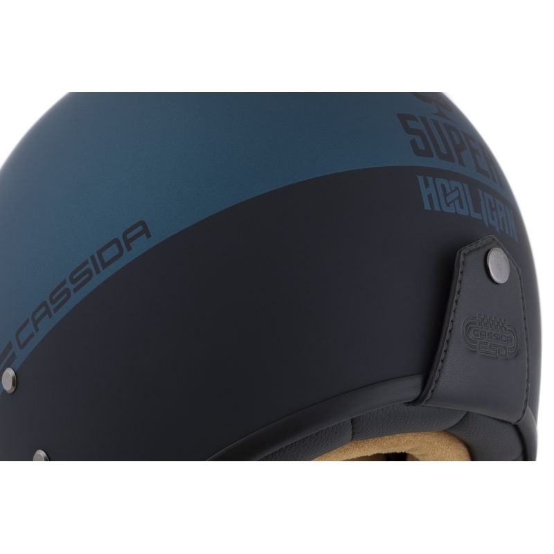 Casco abierto Cassida Eso Super Hooligan negro mate-azul metalizado