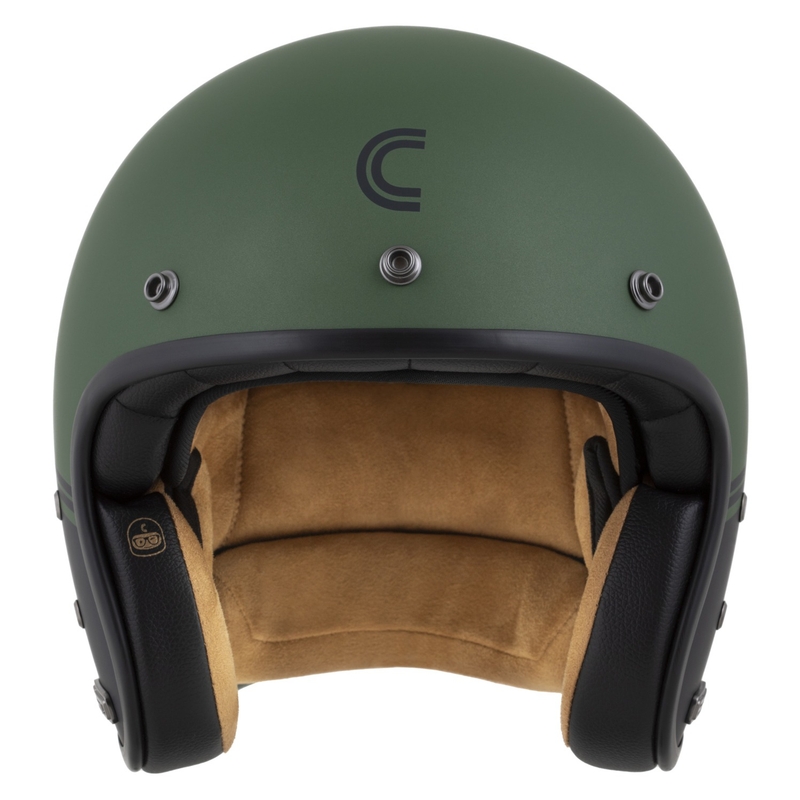 Casco abierto Cassida Eso Super Hooligan negro mate-verde metalizado