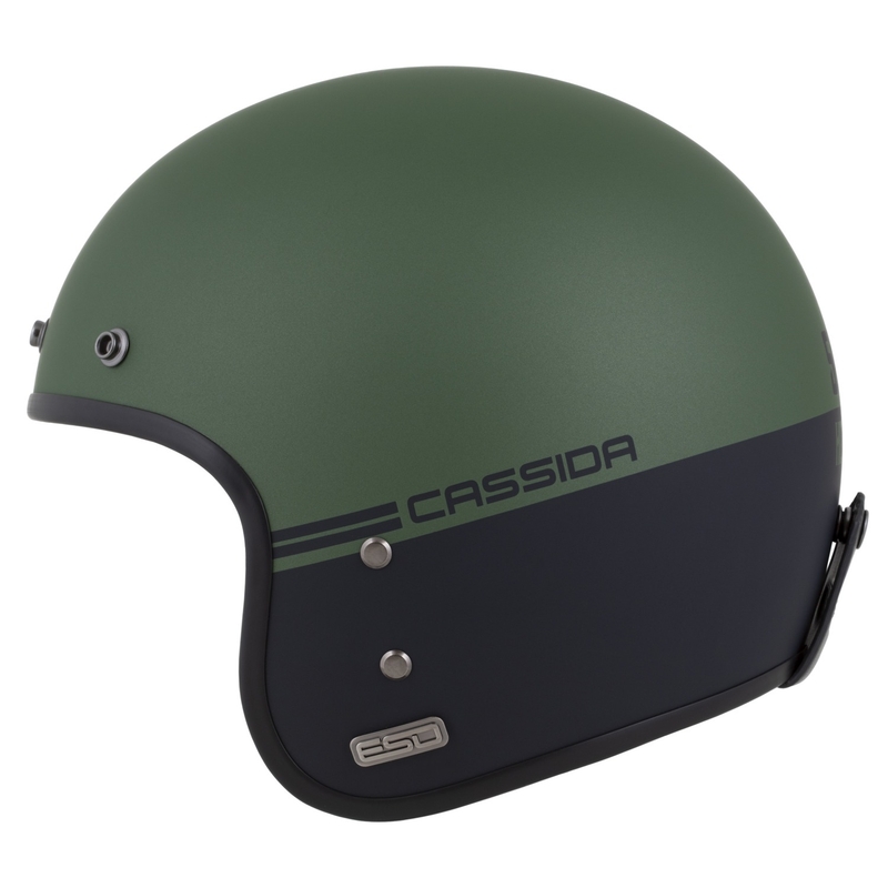 Casco abierto Cassida Eso Super Hooligan negro mate-verde metalizado