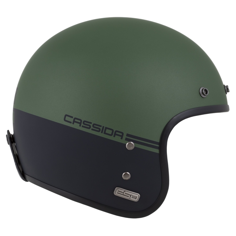 Casco abierto Cassida Eso Super Hooligan negro mate-verde metalizado