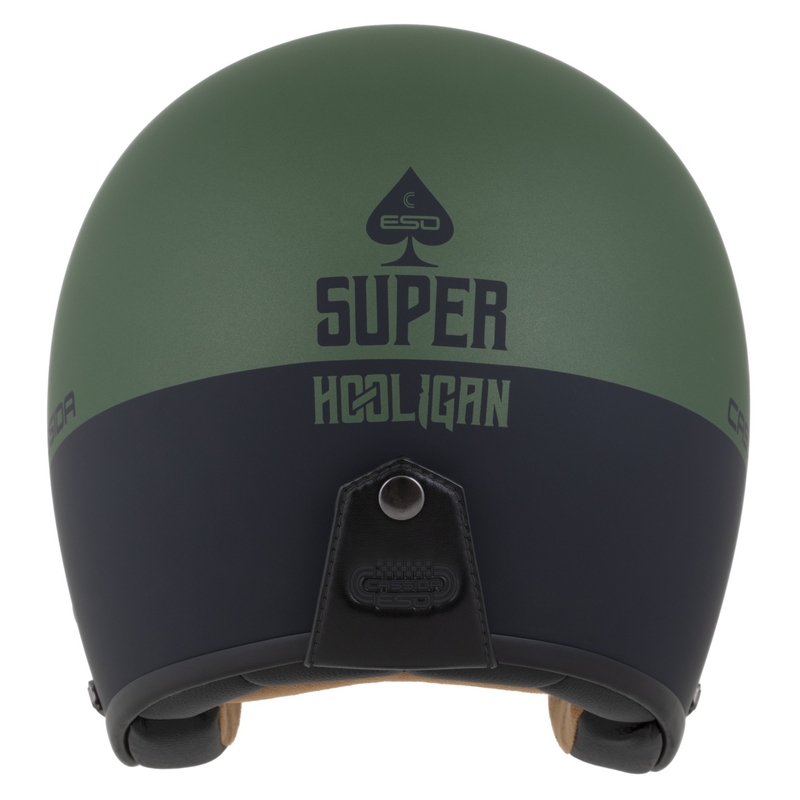 Casco abierto Cassida Eso Super Hooligan negro mate-verde metalizado