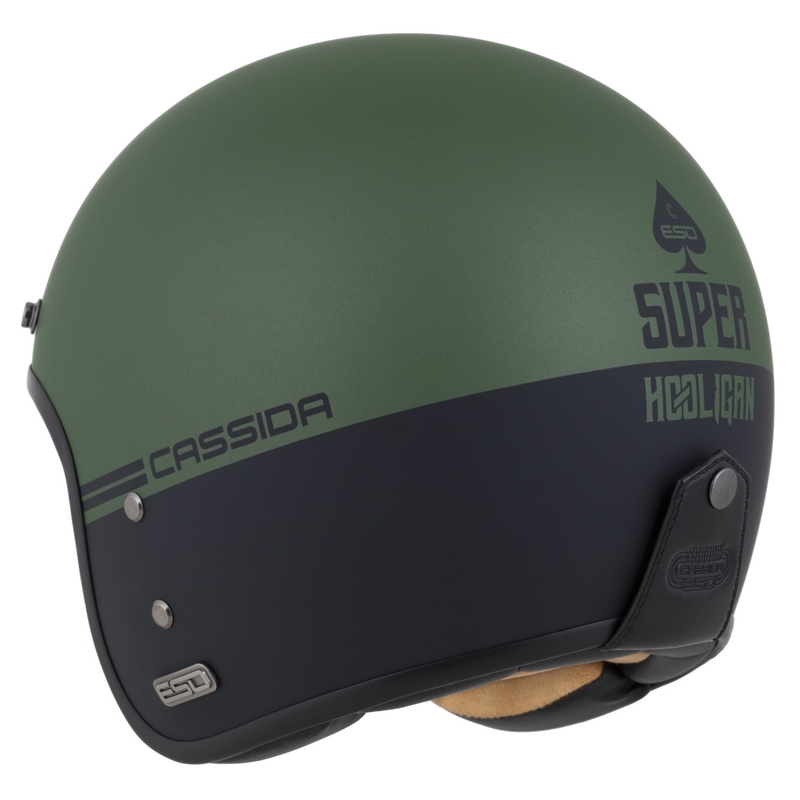 Casco abierto Cassida Eso Super Hooligan negro mate-verde metalizado