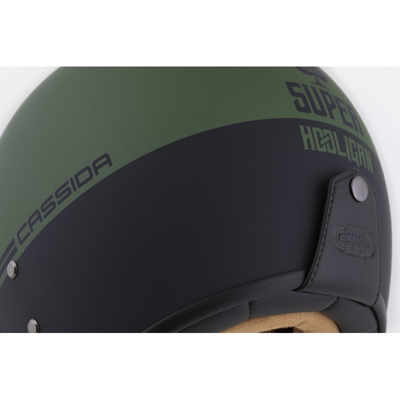 Casco abierto Cassida Eso Super Hooligan negro mate-verde metalizado