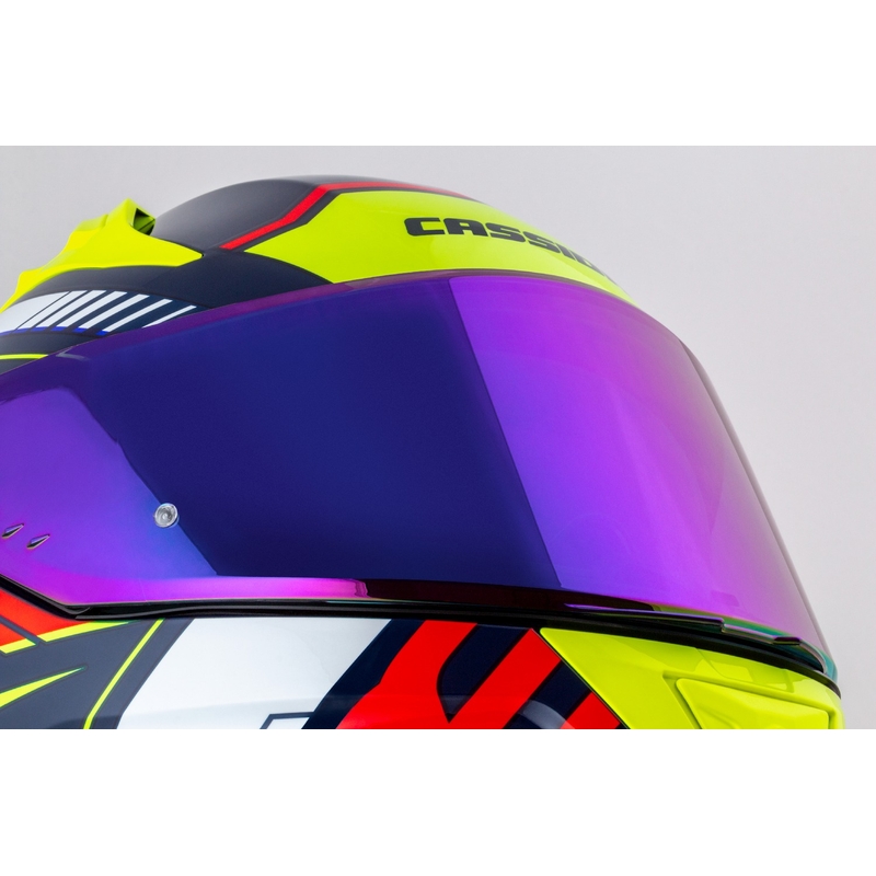 Casco integral de moto Cassida Aero Drome azul perla-amarillo-naranja-rojo-blanco