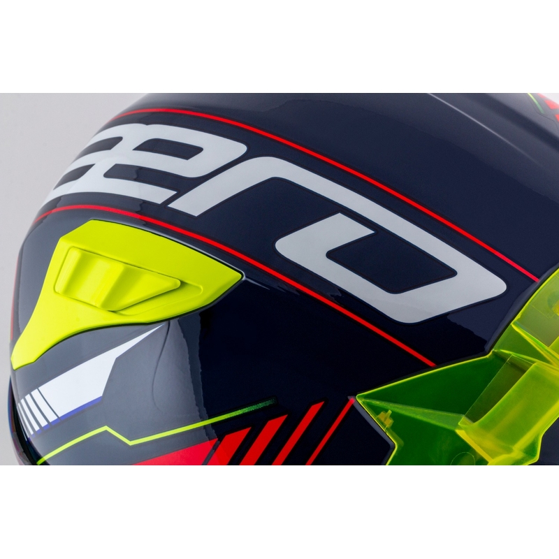 Casco integral de moto Cassida Aero Drome azul perla-amarillo-naranja-rojo-blanco