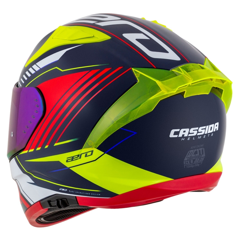Casco integral de moto Cassida Aero Drome azul perla-amarillo-naranja-rojo-blanco