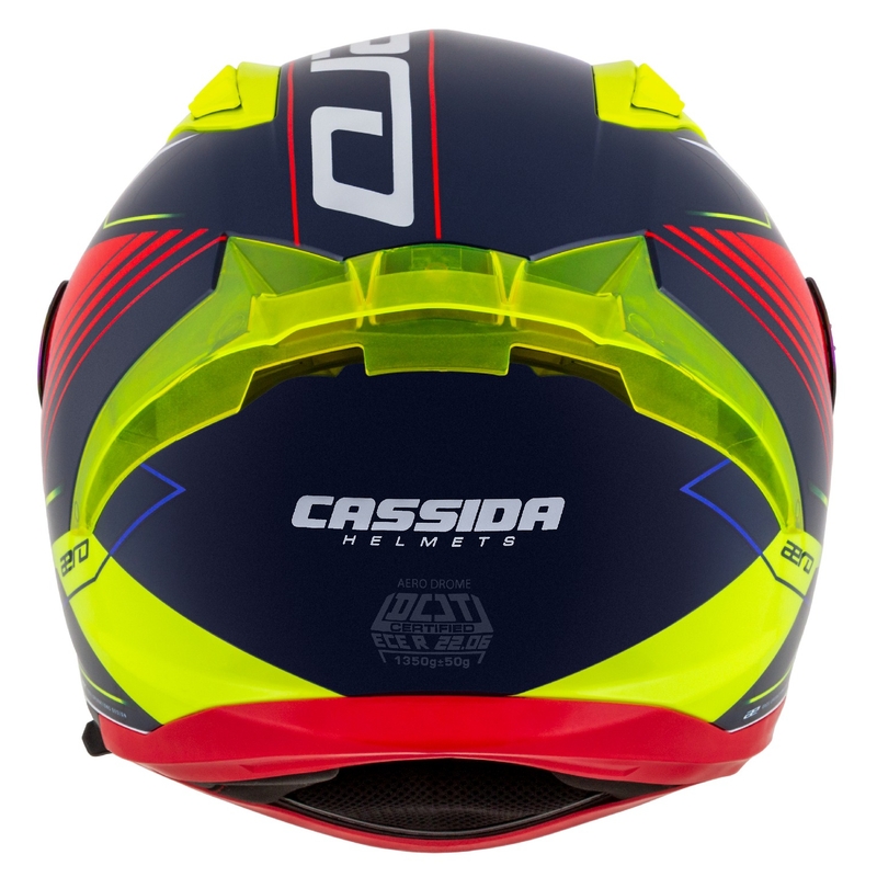 Casco integral de moto Cassida Aero Drome azul perla-amarillo-naranja-rojo-blanco