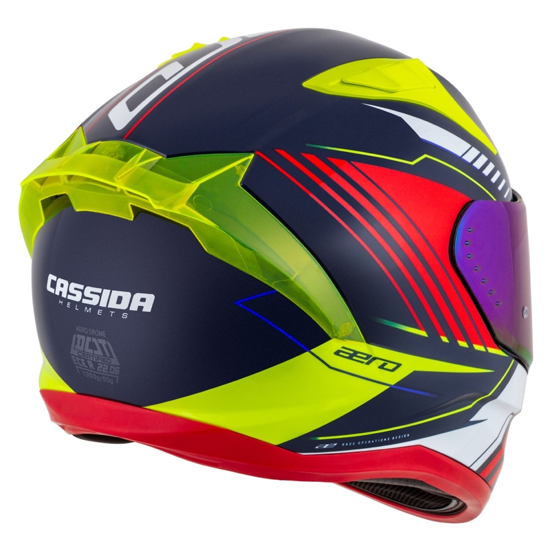 Casco integral de moto Cassida Aero Drome azul perla-amarillo-naranja-rojo-blanco