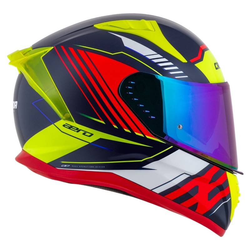 Casco integral de moto Cassida Aero Drome azul perla-amarillo-naranja-rojo-blanco