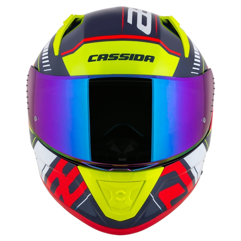 Casco integral de moto Cassida Aero Drome azul perla-amarillo-naranja-rojo-blanco