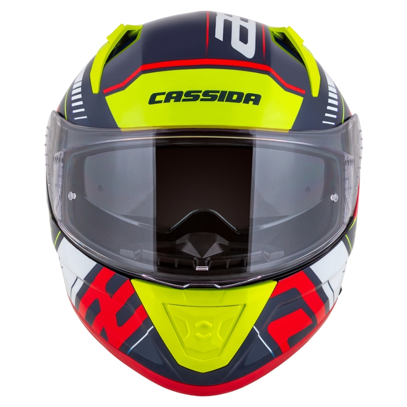 Casco integral de moto Cassida Aero Drome azul perla-amarillo-naranja-rojo-blanco