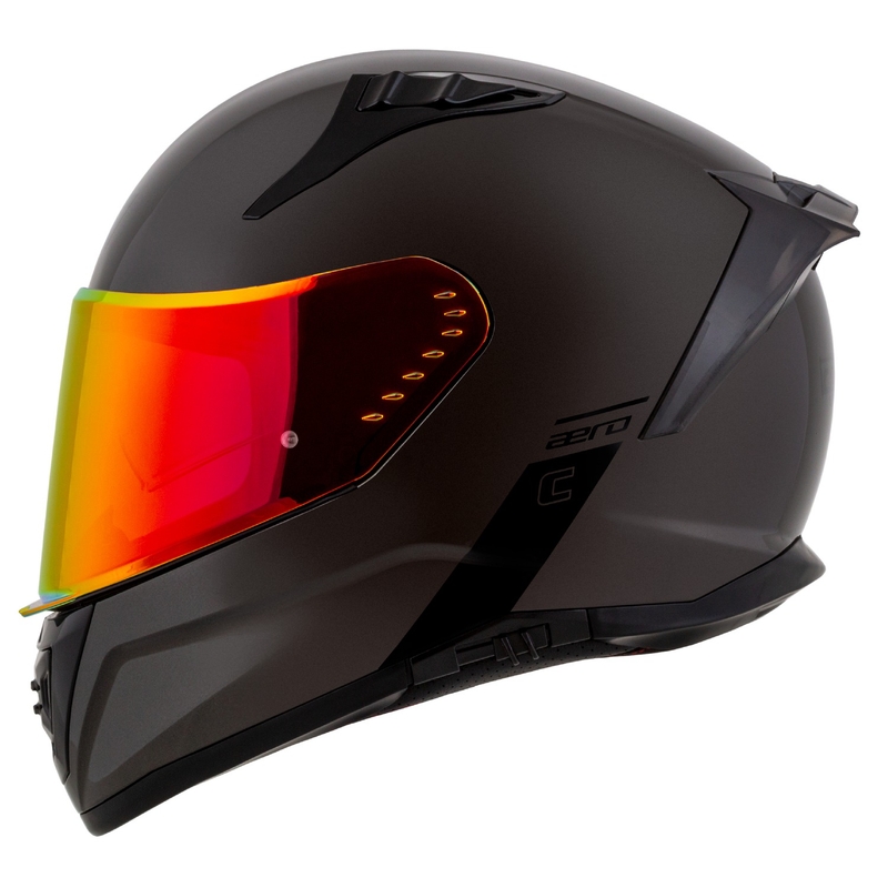 Casco integral para motocicleta Cassida Aero Super Mono, color negro brillante cromado.