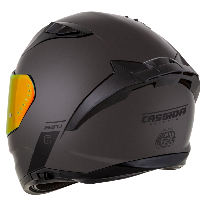Casco integral para motocicleta Cassida Aero Super Mono, color negro brillante cromado.