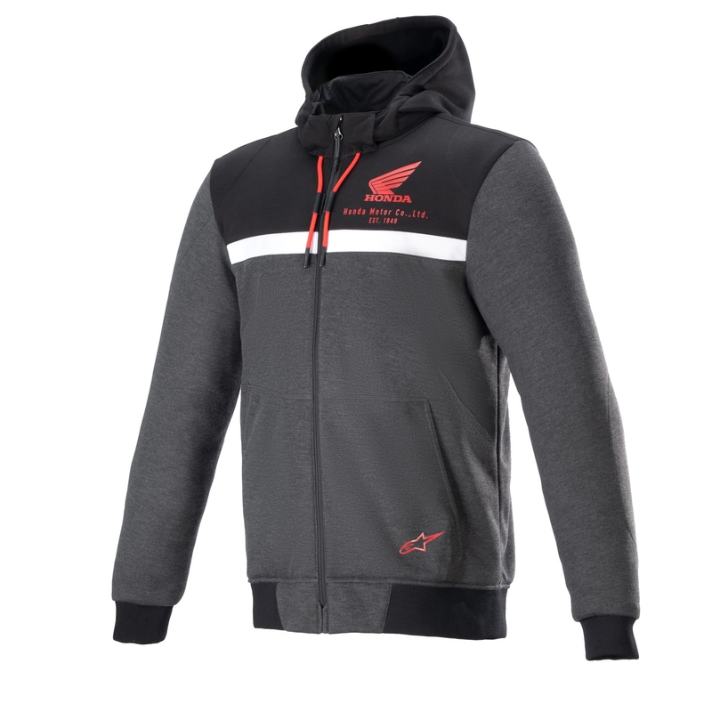 Alpinestars Chrome Street Hoodie Honda Chaqueta Moto 2024 negro-gris-rojo