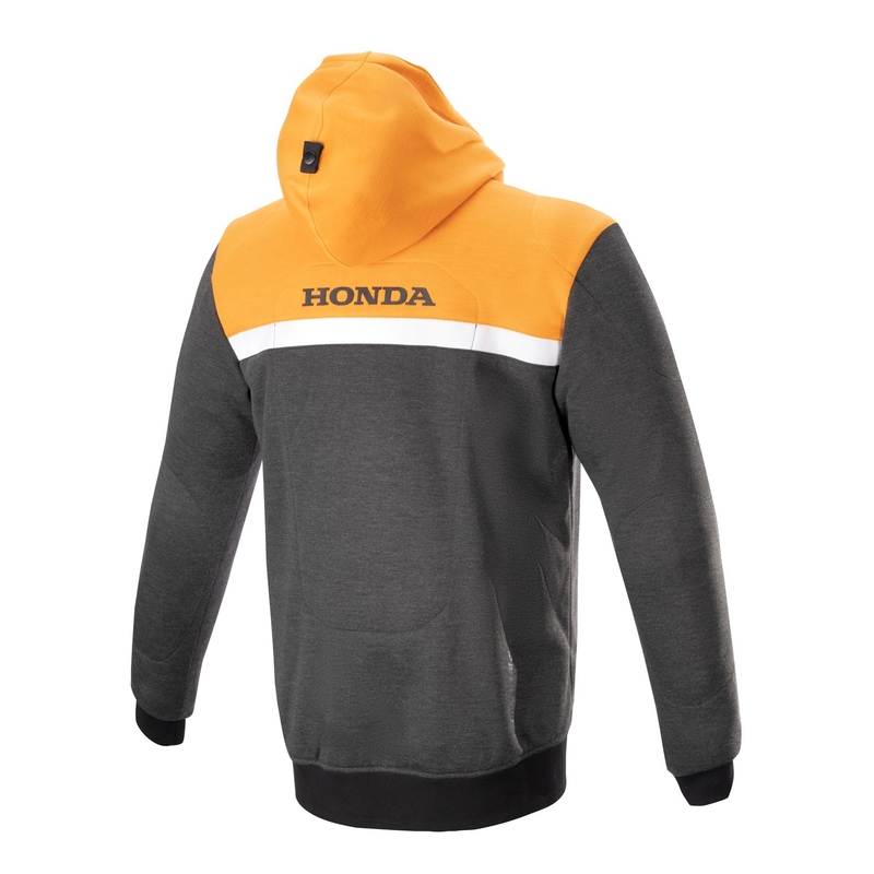 Sudadera con capucha Alpinestars Chrome Street para motocicleta Honda, color negro, gris y naranja