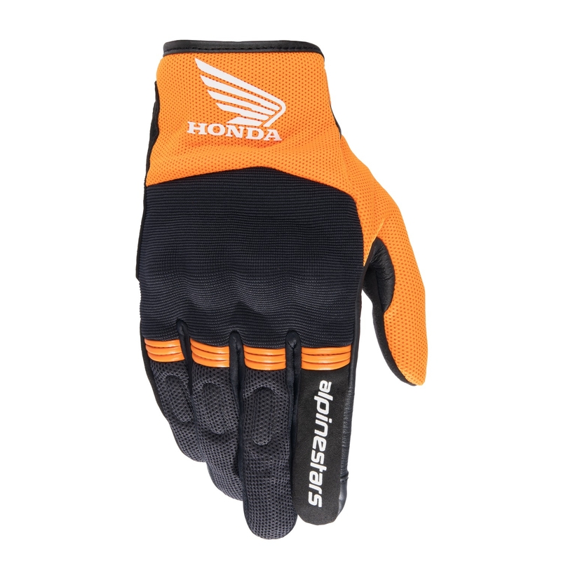 Guantes de moto Alpinestars Copper Honda colección 2024 negro y naranja