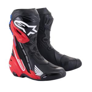 Botas de moto Alpinestars Supertech R Honda 2024 Negro-Rojo-Fluo-Azul-Blanco