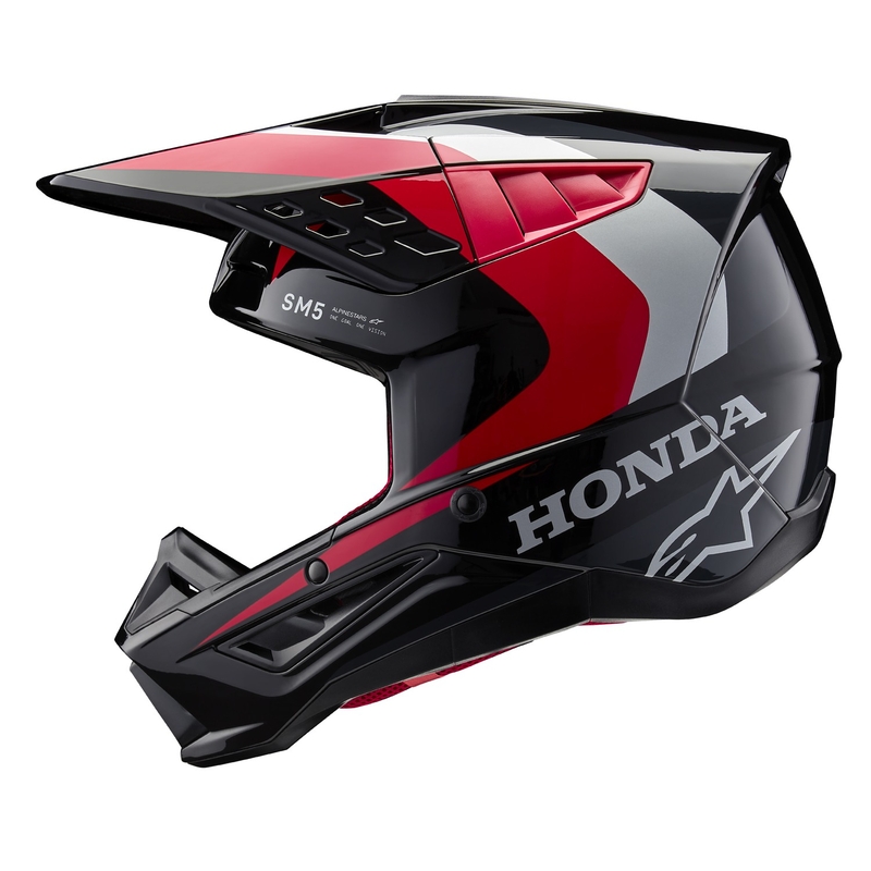 Casco de motocross Alpinestars S-M5 Honda, colección negro-rojo-gris