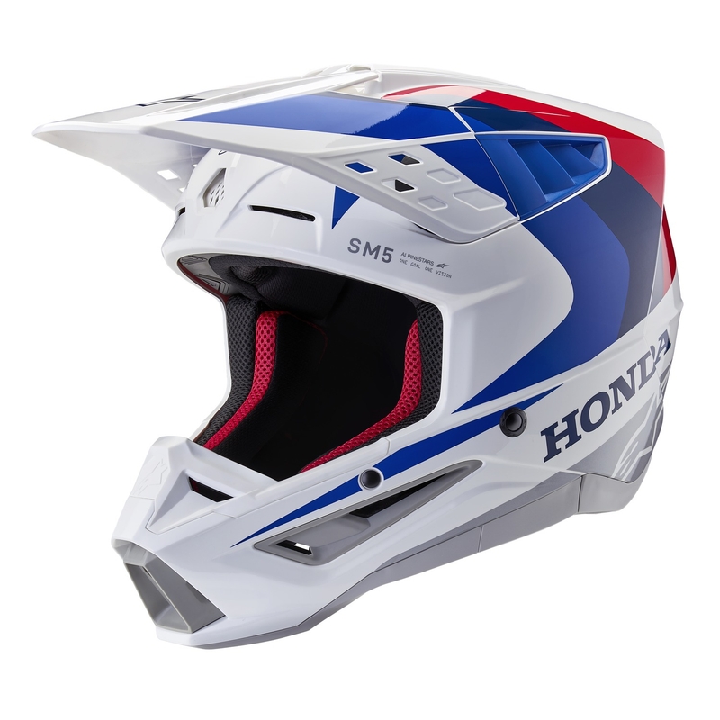 Casco de motocross Alpinestars S-M5 Honda, colección blanco-azul-rojo