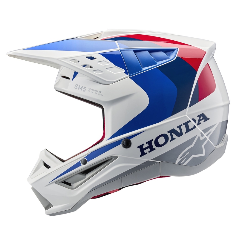 Casco de motocross Alpinestars S-M5 Honda, colección blanco-azul-rojo